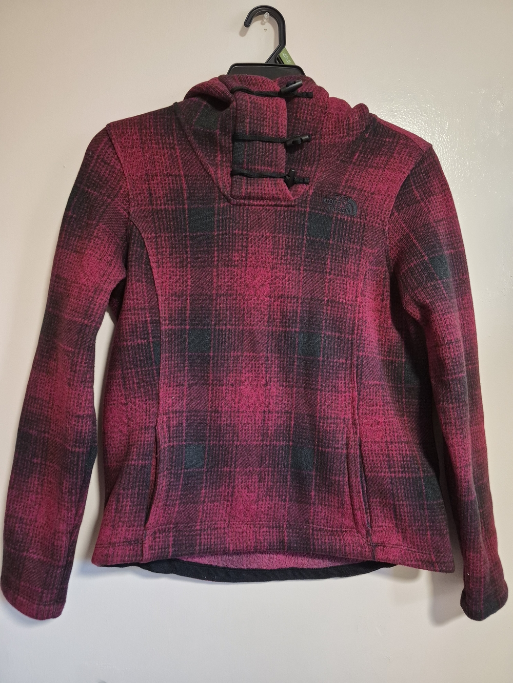The North Face Plaid Toggle Funnel Neck Sweater Size S